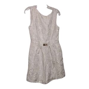 Jennifer Lopez Cream Sheath Mini Dress Pockets V-neck Sleeveless Size 10